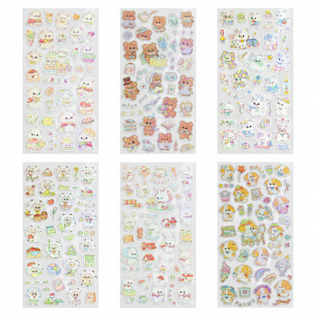 Наклейки декоративные "Веселый микс", 17,5х9 см, ассорти 6 видов, FUNSTER (ФАНСТЕР)