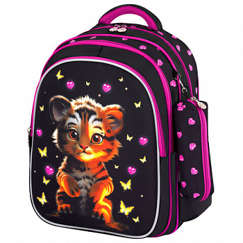 Рюкзак BRAUBERG KIDS MIND с пеналом в комплекте, 2 отделения, "Tiger Cub", 40х28х18 см