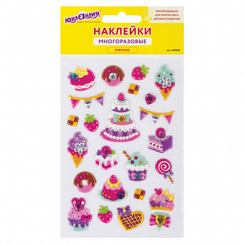 Наклейки зефирные "Праздник", многоразовые, перламутровые со стразами, 10х15 см, ЮНЛАНДИЯ