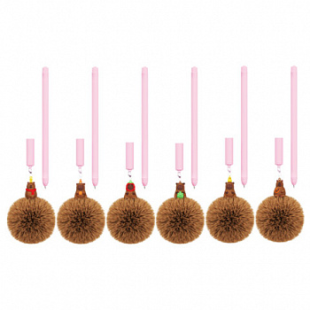 Ручка с пушистой подвеской шариковая FUNSTER "FLUFFY CAPY", СИНЯЯ, пишущий узел 0,7 мм