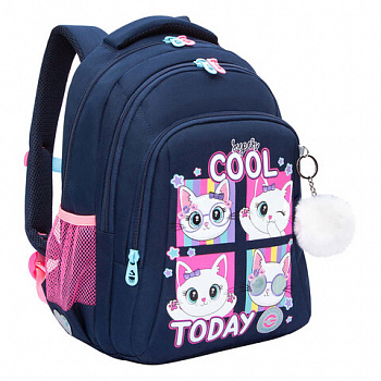 Рюкзак GRIZZLY школьный, анатомическая спинка, 3 отделения, для девочек, "COOL 2DAY", 40х27х20 см, RG-561-1/3