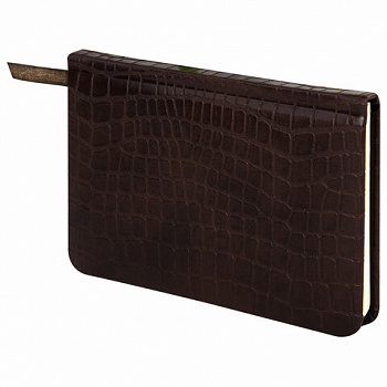 Еженедельник недатированный МАЛЫЙ ФОРМАТ А6 (95х155 мм) BRAUBERG "Alligator", кожзам, 64 л., коричневый