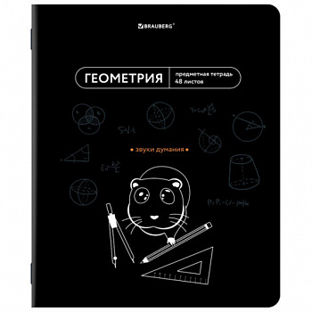 Тетрадь предметная МЕМЫ 48 л., TWIN-лак, ГЕОМЕТРИЯ, клетка, подсказ, BRAUBERG