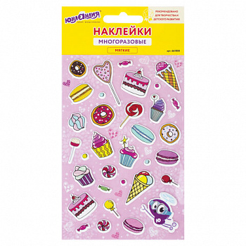 Наклейки зефирные "Сладости", многоразовые, 10х15 см, ЮНЛАНДИЯ