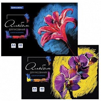 Альбом для рисования А4 40 л., склейка, обложка картон, подложка, BRAUBERG, 205х290 мм, "Blossom"