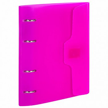 Тетрадь на кольцах А5 175х220 мм, 120 л., пластик, на липучке, с разделителями, BRAUBERG, Розовый