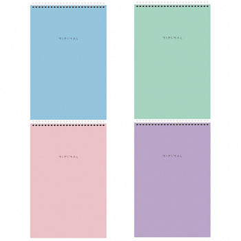 Блокнот БОЛЬШОЙ ФОРМАТ А4 198х297 мм, 80 л., гребень, подложка, клетка, BRAUBERG "Minimal Pastel"