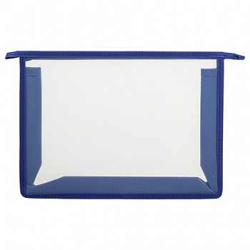 Папка для тетрадей А4 ПИФАГОР, пластик, молния сверху, прозрачная, синий