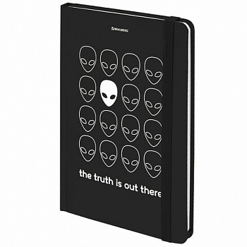 Блокнот с резинкой в клетку 96 л., А5 (145х203 мм), твердая обложка, BRAUBERG, "Aliens"