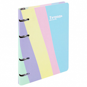 Тетрадь на кольцах А5 160х212 мм, 120 л., картон, матовая ламинация, клетка, BRAUBERG, кросс-серия PASTEL
