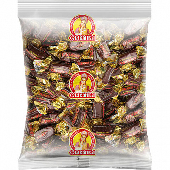 Конфеты глазированные СЛАВЯНКА "Сласть" шоколадная нуга с карамелью 1000 г