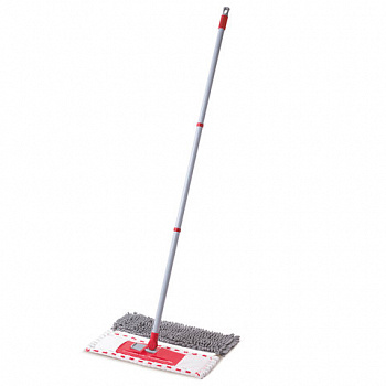 Швабра с флаундером 40 см составной черенок 120 см МОП микрофибра/абразив + МОП СИНЕЛЬ, PERKLIN