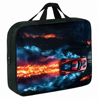 Папка на молнии с ручками BRAUBERG А4, 1 отделение, полиэстер, 80 мм, "Foggy car"