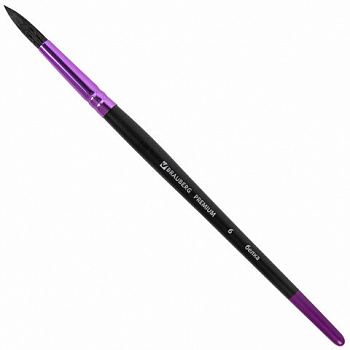 Кисть белка, круглая № 6, BRAUBERG PREMIUM