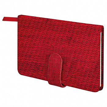 Еженедельник датированный 2026 МАЛЫЙ ФОРМАТ 95х155 мм, А6, BRAUBERG "Augustus", под кожу, красный