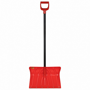 Лопата снеговая 50х34см "ПРОРАБ" ребра жесткости, планка на клепках СУПЕРПРОЧНАЯ, первичное сырье, черенок с V-ручкой, КРАСНАЯ, ГРАНДМАСТЕР
