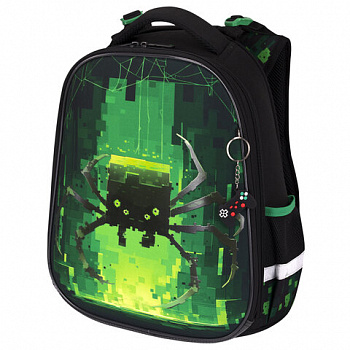 Ранец BRAUBERG PREMIUM, 2 отделения, с брелоком, "Digital spider", LED-ЛАМПОЧКИ, 38х29х16 см