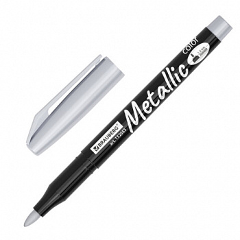 Маркеры для декорирования и рисования ЗОЛОТО и СЕРЕБРО, METALLIC MARKER, линия письма 1-2 мм, BRAUBERG