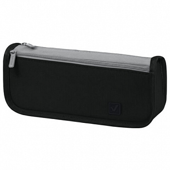 Пенал мягкий BRAUBERG KIDS, 2 отделения, полиэстер, "Black&gray", 22x10x6 см