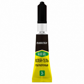 Клей-гель секундный суперклей УЛЬТРАПРОЧНЫЙ, блистер, 3 грамма, RABBITEX (РАББИТЕКС) "ДВА СЛОНА"