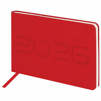 Еженедельник датированный 2026 МАЛЫЙ ФОРМАТ 105х160 мм, А6, BRAUBERG "Imprint", тиснение, красный