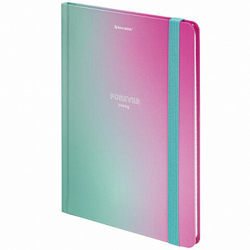 Блокнот с резинкой в клетку 96 л., А5 (145х203 мм), твердая обложка с фольгой, BRAUBERG, "Градиент"