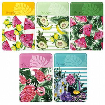 Обложка-карман для проездных документов, карт, пропусков "Tropic", 100х65 мм, ПВХ, фотопечать ассорти, STAFF