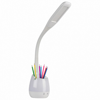 Настольная лампа / светильник с органайзером и держателем для телефона, "4 в 1", LED, 5 Вт, белый, DASWERK (ДАСВЕРК)