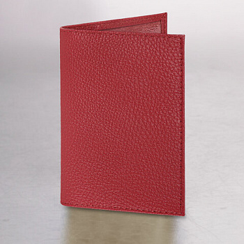 Обложка для паспорта натуральная кожа флоттер, кожаный уголок, красная, BRAUBERG