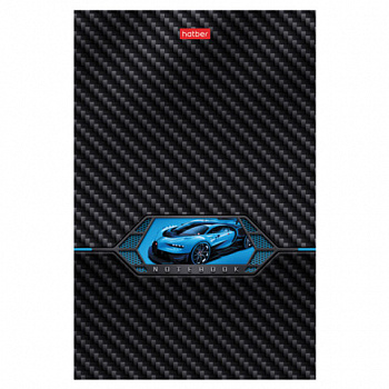 Блокнот А5 96 л., на скобе, картон, клетка, глянцевая ламинация, HATBER, AutoCarbon, 086107, 96Б5лВ1_29380