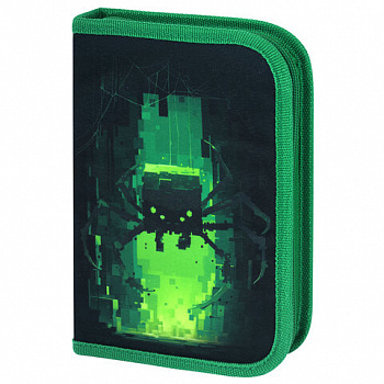 Пенал BRAUBERG, 1 отделение, 2 откидные планки, полиэстер, 21х14 см, "Digital spider"