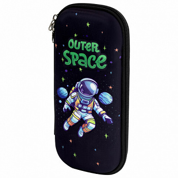 Пенал ЮНЛАНДИЯ, 1 отделение, карман, полиэстер/EVA, 22х10х5 см, "Outer space"
