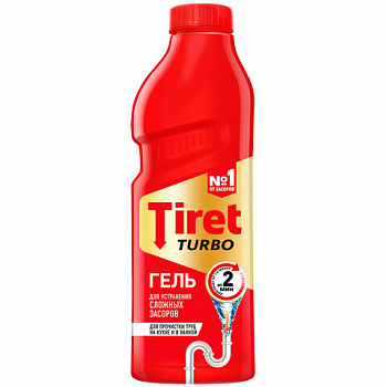 Средство для прочистки канализационных труб 1 л, TIRET (Тирет) "Turbo", гель