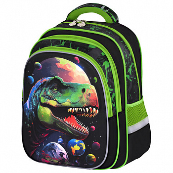 Рюкзак BRAUBERG KIDS FLOSSY, 2 отделения, 3 кармана, "Galaxy Dino", 3D-панель, 40х28х18 см
