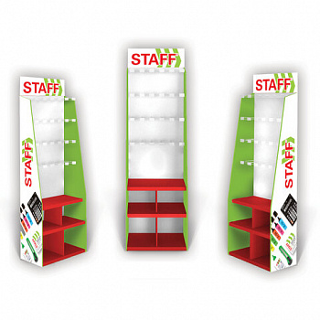 Стойка для размещения товара напольная УСИЛЕННАЯ STAFF, 200х60х40 см, 3 полки, 25 крючков