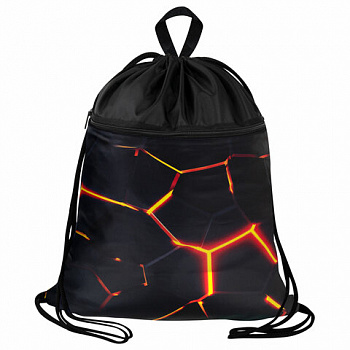 Мешок для обуви BRAUBERG БОЛЬШОЙ, с ручкой, карман на молнии, сетка, 49х41 см, "Keep out"