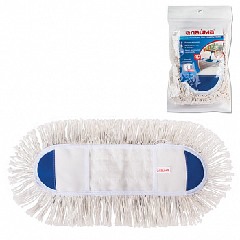 Насадка МОП плоская 40 см для швабры-рамки, карманы, хлопок, LAIMA