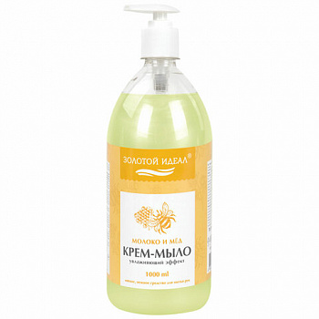 Мыло-крем жидкое 1 л, ЗОЛОТОЙ ИДЕАЛ "Молоко и мёд", дозатор