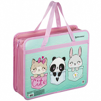 Папка на молнии с ручками BRAUBERG А4, 1 отделение, пластик, 80 мм, "BEST PALS"