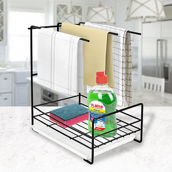 Органайзер для кухни с поддоном для губок, полотенец, бытовой химии настольный, LAIMA HOME