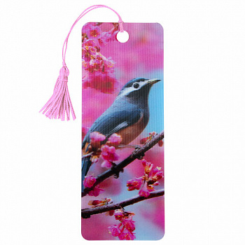 Закладка для книг с линейкой 3D-ОБЪЕМНАЯ BRAUBERG, "Птичка на ветке", с декоративным шнурком