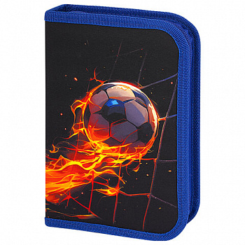 Пенал BRAUBERG, 1 отделение, 2 откидные планки, полиэстер, 21х14 см, "Burning ball"
