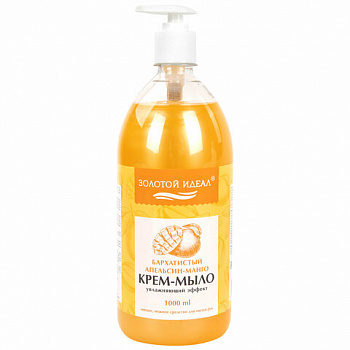 Мыло-крем жидкое 1 л ЗОЛОТОЙ ИДЕАЛ "Бархатистый апельсин-манго", дозатор