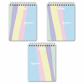 Блокнот МАЛЫЙ ФОРМАТ А6 108х145 мм, 60 л., гребень, картон, клетка, кросс-серия "PASTEL", BRAUBERG