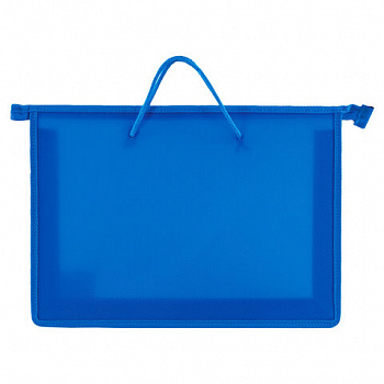 Папка на молнии с ручками ПИФАГОР, А4, 1 отделение, пластик, 55 мм, синяя