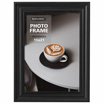 Рамка 15х21 см небьющаяся, багет 27 мм, пластик, BRAUBERG "Viscount", черная