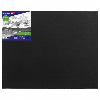 Холст черный на картоне (МДФ), 40х50 см, грунт, хлопок, мелкое зерно, BRAUBERG ART CLASSIC