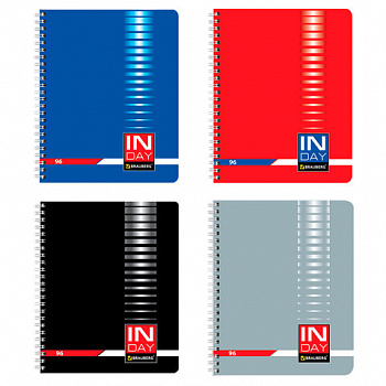 Тетрадь А5, 96 л., BRAUBERG, гребень, клетка, обложка картон, "INDAY"