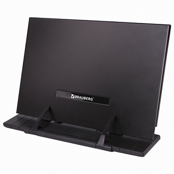 Подставка для книг и учебников BRAUBERG, регулируемый наклон, металл/пластик, черная