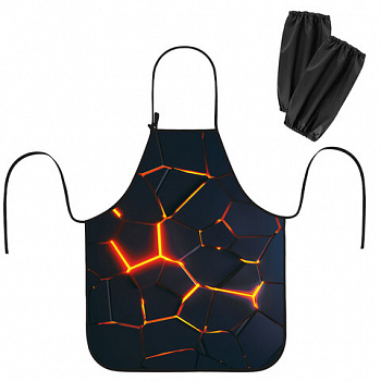 Фартук с нарукавниками для уроков труда ЮНЛАНДИЯ, регулировка по росту, 46х54 см, "Volcano split"